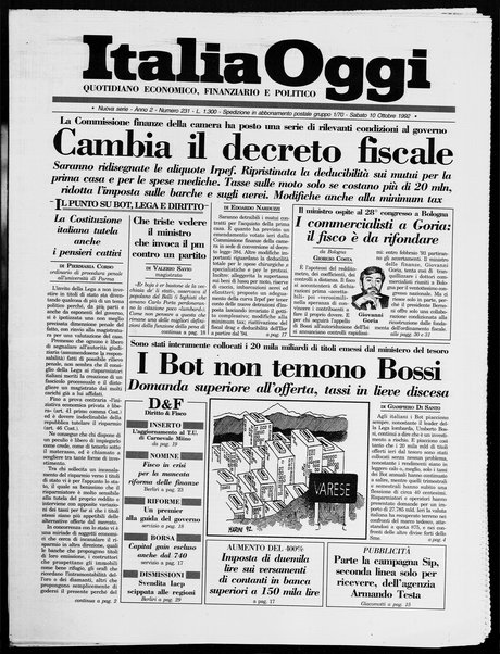 Italia oggi : quotidiano di economia finanza e politica